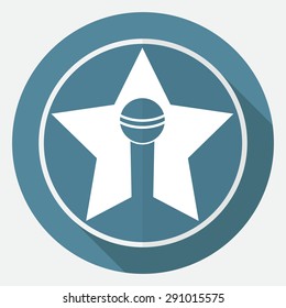 microphone icon on white circle with a long shadow