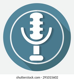 microphone icon on white circle with a long shadow