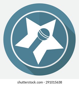 microphone icon on white circle with a long shadow