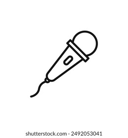 Microphone icon outline collection in black and on white background