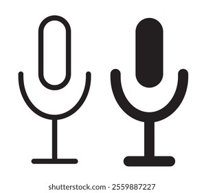Microphone icon outline and filled. Vector illustration.