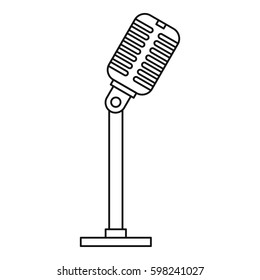 Microphone icon. Outline illustration of microphone vector icon for web