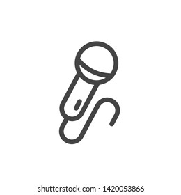 Microphone icon outline isolated on white background