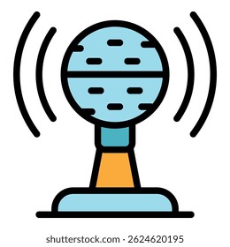 Microphone icon. Outline microphone vector icon color flat isolated