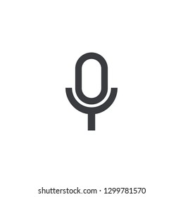 Microphone icon. Outline icon. Vector recorder symbol. Record sign. Interface button. Element for design search app chat messenger or website