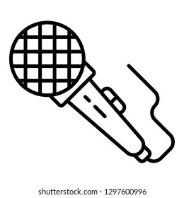 Microphone icon. Outline microphone vector icon for web design isolated on white background