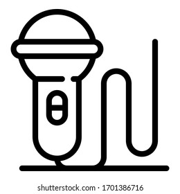 Icono de micrófono. Icono de vector de micrófono de esquema para diseño web aislado en fondo blanco