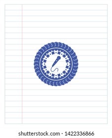 microphone icon pen effect. Blue ink. Vector Illustration. Detailed.