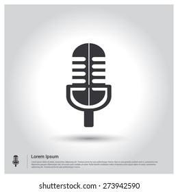 microphone icon, pictogram icon on gray background. Vector illustration for web site, mobile application. Simple flat metro design style. Outline Icon. Flat design style