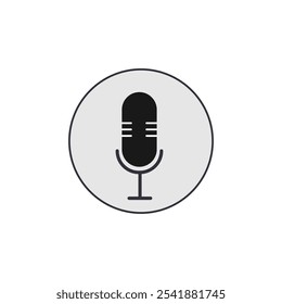 Microphone icon, pictogram of a voice assistant, featuring a simple microphone or sound wave icon, perfect for smart device interfaces, audio applications, and tech-related graphics