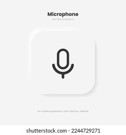 Microphone icon. Podcast, broadcast, webcast icon. Voicemail sign. Voice chat symbol. Recording symbol. Mute icon. 3D Phone microphone icon for UI UX, mobile app, presentations