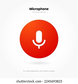 Microphone icon. Podcast, broadcast, webcast icon. Voicemail sign. Voice chat symbol. Recording symbol. Mute icon. 3D Phone microphone icon for UI UX, mobile app, presentations