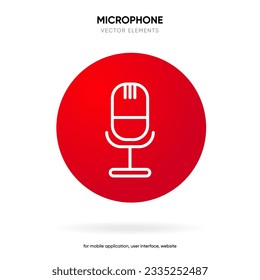 Microphone icon. Podcast, broadcast, webcast icon. Voicemail sign. Voice chat symbol. Recording symbol. Mute icon. 3D Phone microphone icon for UI UX, mobile app, presentations