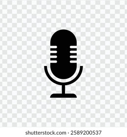 Microphone Icon | Podcast and Karaoke Mic Symbol on Transparent Background