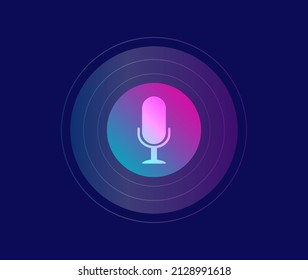 Microphone icon. Podcast radio. Voice and music audio concept. Sound from microphone. Vector illustration