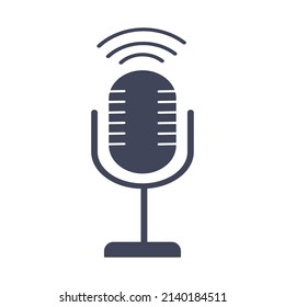 Microphone icon. Podcast recording, music, voice symbol. Vector illustration.