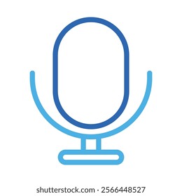 Microphone icon for podcasting and audio recording. Concept of communication, broadcasting, and entertainment.