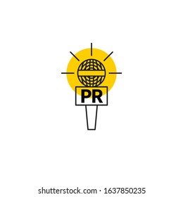 Microphone icon, pr or news symbol, public relations icon, news vector sign