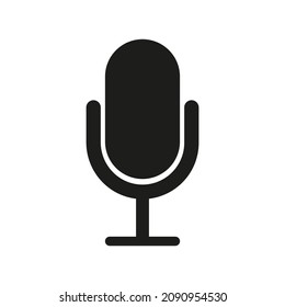 Microphone Icon Record Process Black Silhouette Stock Vector (Royalty ...