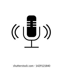 Microphone Icon. Record, Sound, Voice or Podcast Illustration As A Simple Vector Sign & Trendy Symbol for Design and Websites, Presentation or Mobile Application. 
