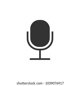 Microphone icon, recorder sign. Flat design. Vector illustration.