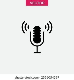 Microphone icon, recorder sign.vector flat black trendy style illustration for web and app..eps