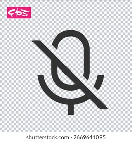 Icono del micrófono, ícono de grabación, ícono de voz prohibida, archivo de ilustración de ícono de Vector en formato EPS