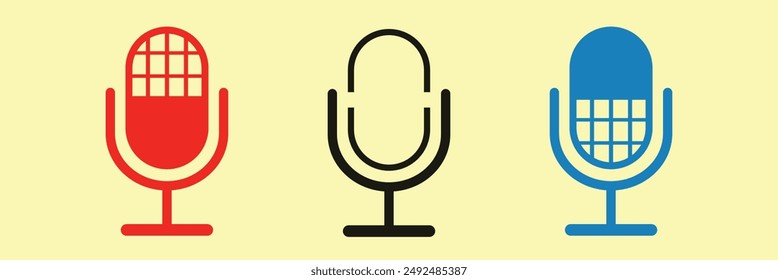 Microphone icon. related to Podcast symbol. line style. simple design editable. simple illustration. Microphone icon set.