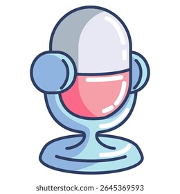 Microphone icon represented by 3d perspective Microphone icon Lineal Color style.
