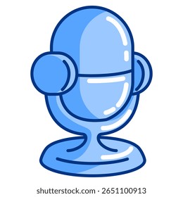Icono de micrófono representado por perspectiva 3d Icono de micrófono Estilo azul.