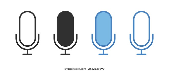 Ícone de microfone que representa gravação de áudio, fala ou podcasting.