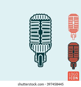 Microphone icon. Retro vintage microphone icon isolated. Vector illustration