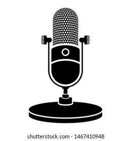 Microphone icon. Retro, vintage microphone icon. Vector illustration.