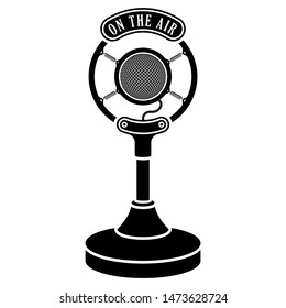 Microphone Icon. Retro, Vintage Microphone Icon. Vector Illustration.