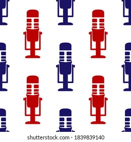 Microphone icon seamless pattern. Image Personal assistant and voice recognition concept flat illustration of sound symbol intelligent technologies. Audio sound icon symbol flat design. Vector