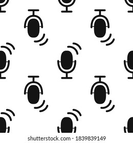 Microphone icon seamless pattern. Image Personal assistant and voice recognition concept flat illustration of sound symbol intelligent technologies. Audio sound icon symbol flat design. Vector