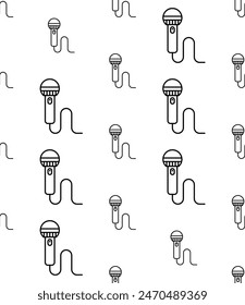 Microphone Icon Seamless Pattern, Mic Icon, Audio, Sound Instrument Vector Art Illustration