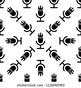 Microphone Icon Seamless Pattern Vector Art Illustration