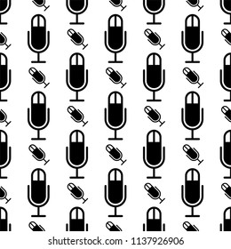 Microphone Icon Seamless Pattern Vector Art Illustration