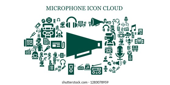  microphone icon set. 93 filled microphone icons. Simple modern icons about  - Communication, DJ, Headphones, Earphones, Protest, Music album, Radio, Recorder, Diapason, Microphone