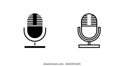 Ícone de microfone definido para entrada de áudio, podcast ou gravação de som.