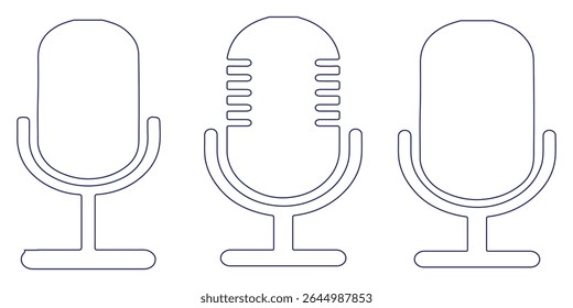 Ícone do microfone Definido para áudio e podcasting- microfone, microfone, microfone, ícone do microfone, ícone do microfone, ícone do microfone.