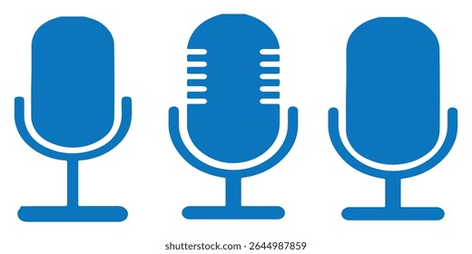 Ícone do microfone Definido para áudio e podcasting- microfone, microfone, microfone, ícone do microfone, ícone do microfone, ícone do microfone.