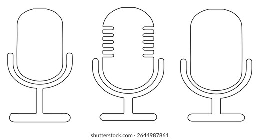 Ícone do microfone Definido para áudio e podcasting- microfone, microfone, microfone, ícone do microfone, ícone do microfone, ícone do microfone.