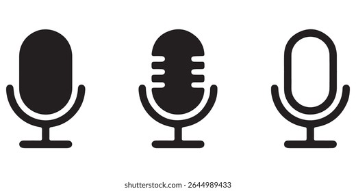 Ícone do microfone Definido para áudio e podcasting- microfone, microfone, microfone, ícone do microfone, ícone do microfone, ícone do microfone.
