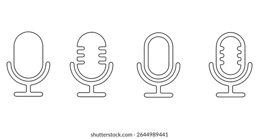 Ícone do microfone Definido para áudio e podcasting- microfone, microfone, microfone, ícone do microfone, ícone do microfone, ícone do microfone.