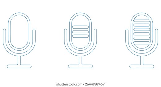 Ícone do microfone Definido para áudio e podcasting- microfone, microfone, microfone, ícone do microfone, ícone do microfone, ícone do microfone.