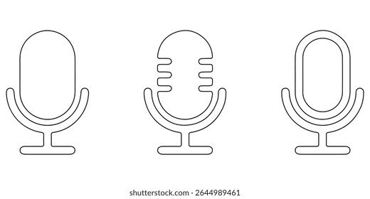 Ícone do microfone Definido para áudio e podcasting- microfone, microfone, microfone, ícone do microfone, ícone do microfone, ícone do microfone.