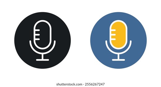 Microphone icon set in black and colored versions.