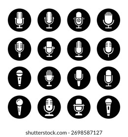 Microphone icon set. black vector icon. microphone logo icon vector. Different microphone collection. simple microphone vector illustration eps 10. 